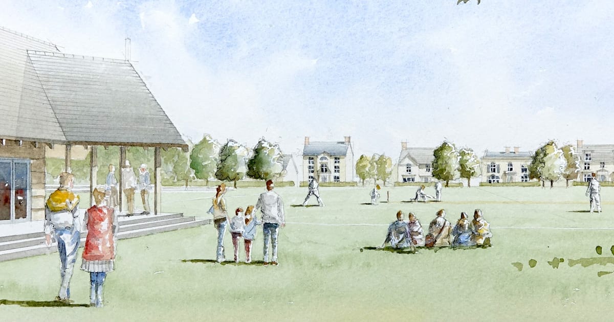 Illustraiton of the proposed new cricket pitches and sports pavilion
