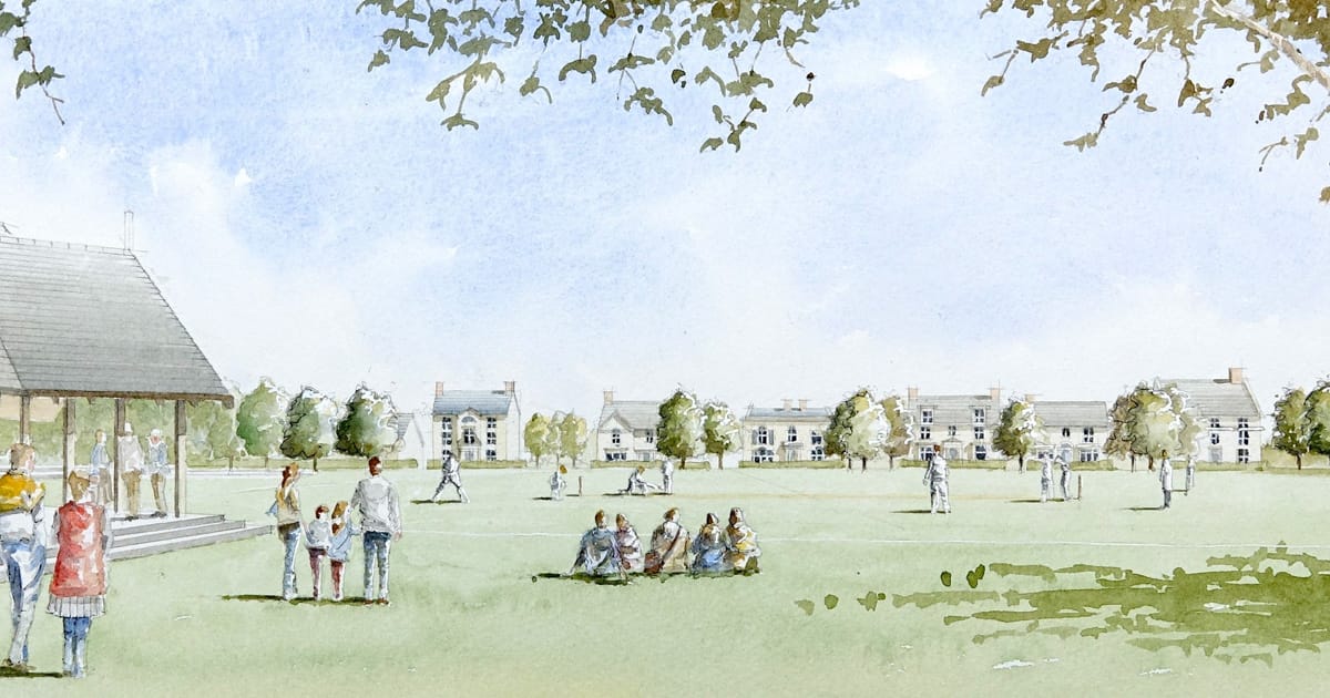 Illustraiton of the proposed new cricket pitches and sports pavilion